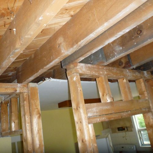 Wood floor joists, removal of load bearing wall